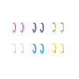 Silver Metallic Rainbow Hoop Earrings - 6 Pack,