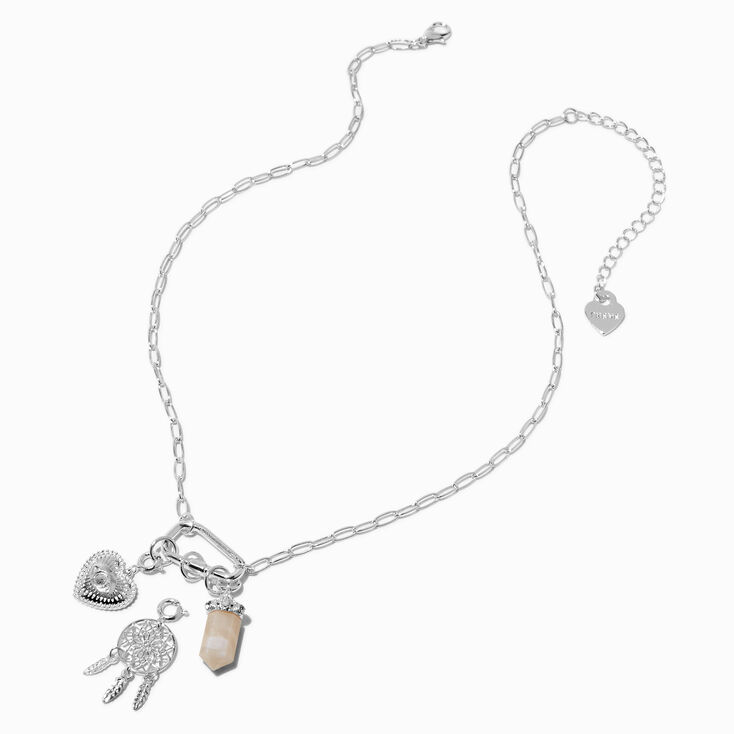 T H E M E x Claire&#39;s Evil Eye Silver-tone Rope Chain Charm Necklace,
