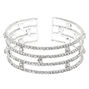 Silver Rhinestone Stacked Cuff Bracelet,