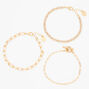 Gold Toggle Chainlink &amp; Rhinestone Bracelets - 3 Pack,