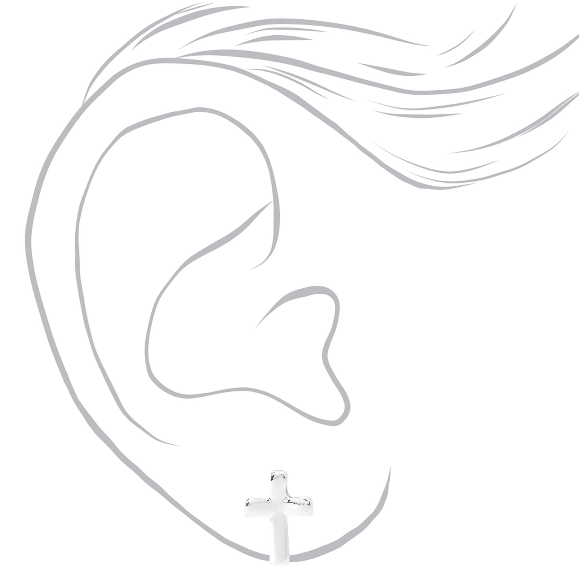 Silver Cross Stud Earrings,