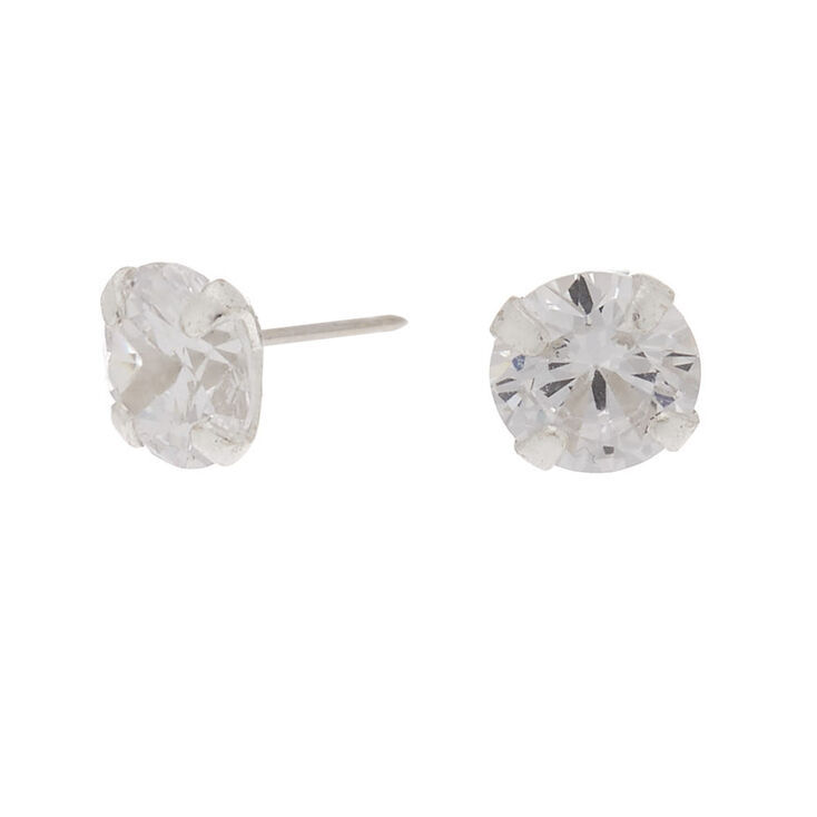 Sterling Silver Cubic Zirconia 5MM Round Crystal Stud Earrings | Claire ...
