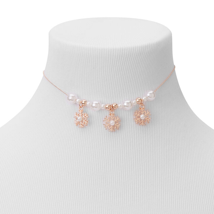 Parure de bijoux perles d&rsquo;imitation flocon de neige pour les f&ecirc;tes Claire&#39;s&nbsp;Club - Couleur dor&eacute; rose,