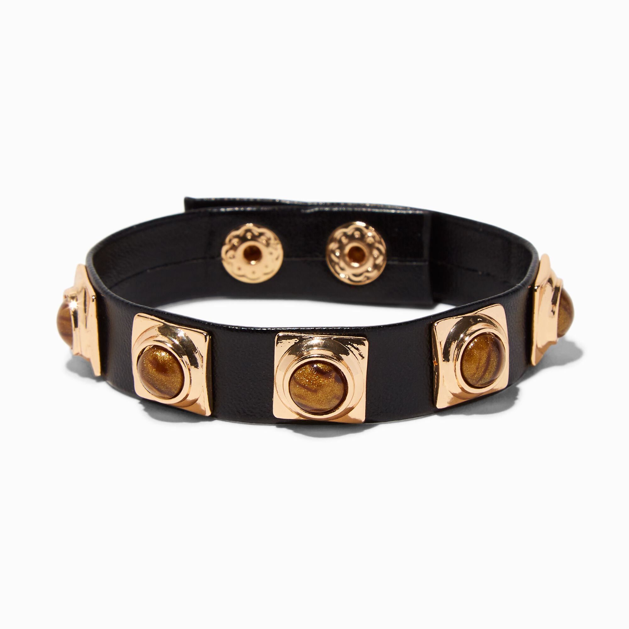 View Claires GoldTone Tigers Eye Cuff Bracelet Black information