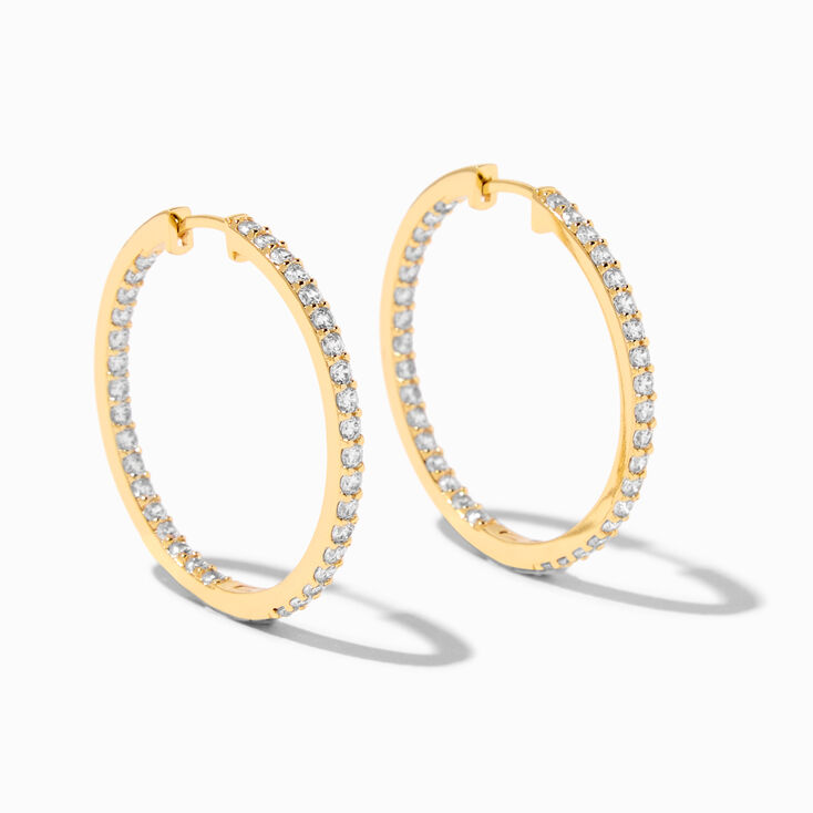 C LUXE by Claire&#39;s 18k Yellow Gold Plated 30MM Cubic Zirconia Hoop Earrings,