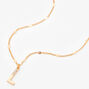 Collier &agrave; pendentif initiale moiti&eacute; orn&eacute;e de strass couleur dor&eacute;e - L,