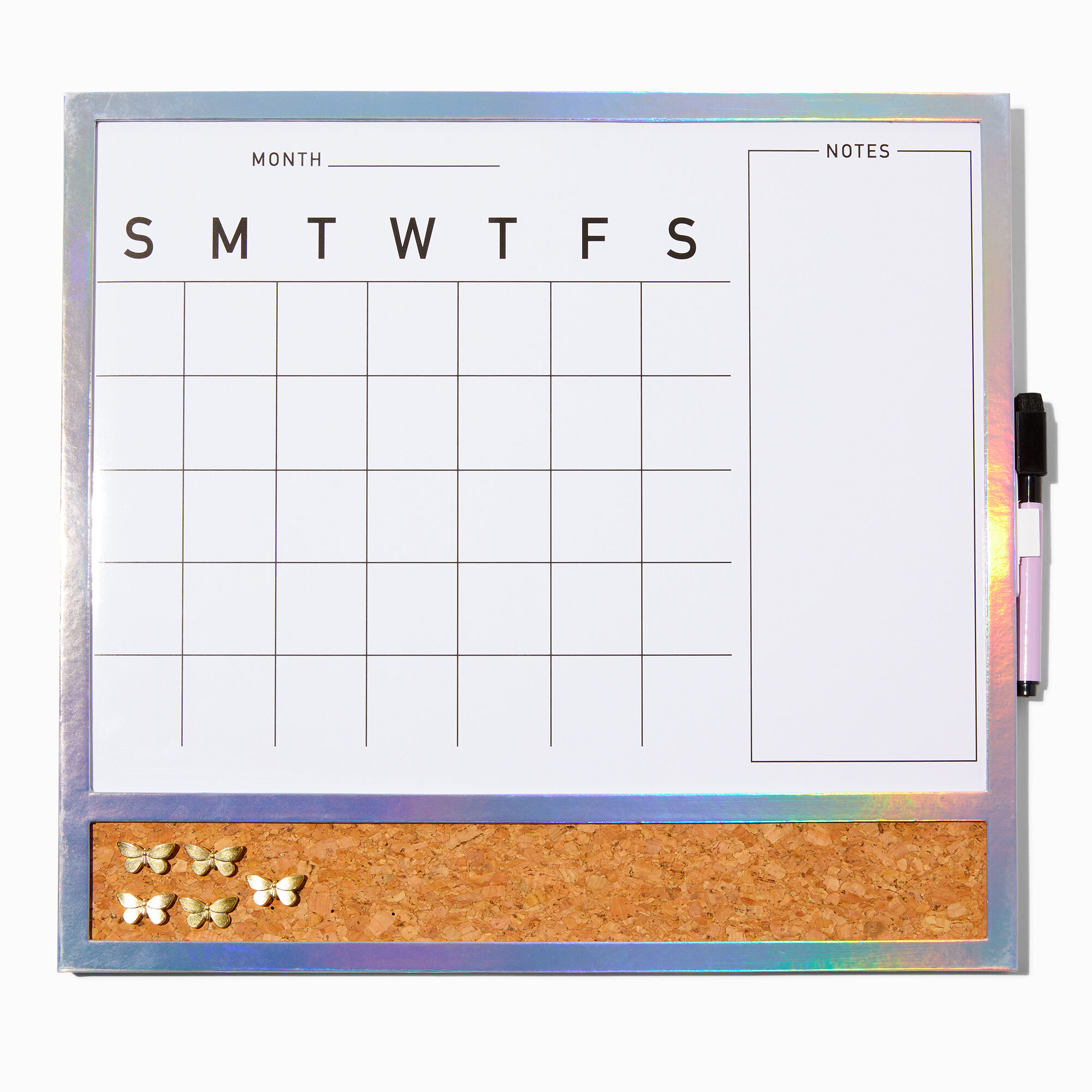 View Claires Framed Dry Erase Calendar Board Iridescent information