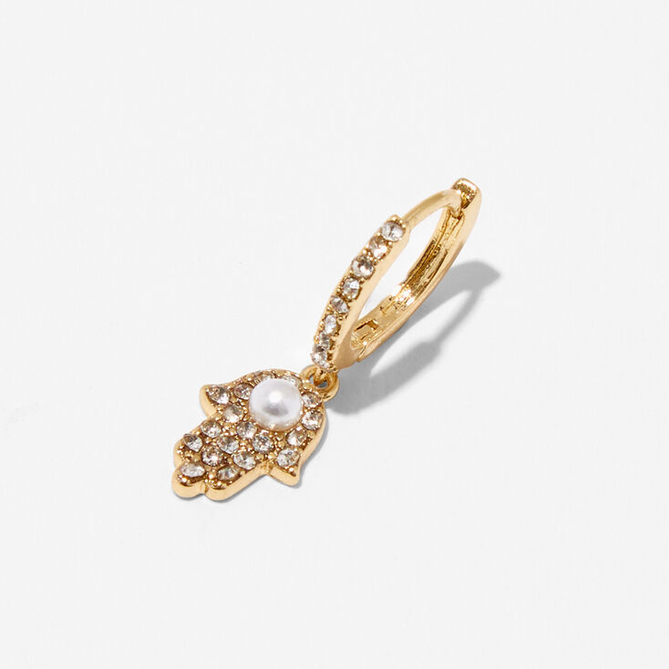 Gold 20G Hamsa Crystal Cartilage Clicker Earring,