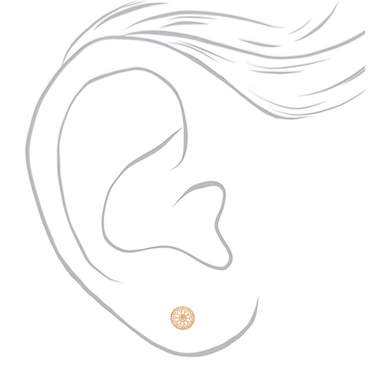 Gold Filigree Stud Earrings - 6 Pack,
