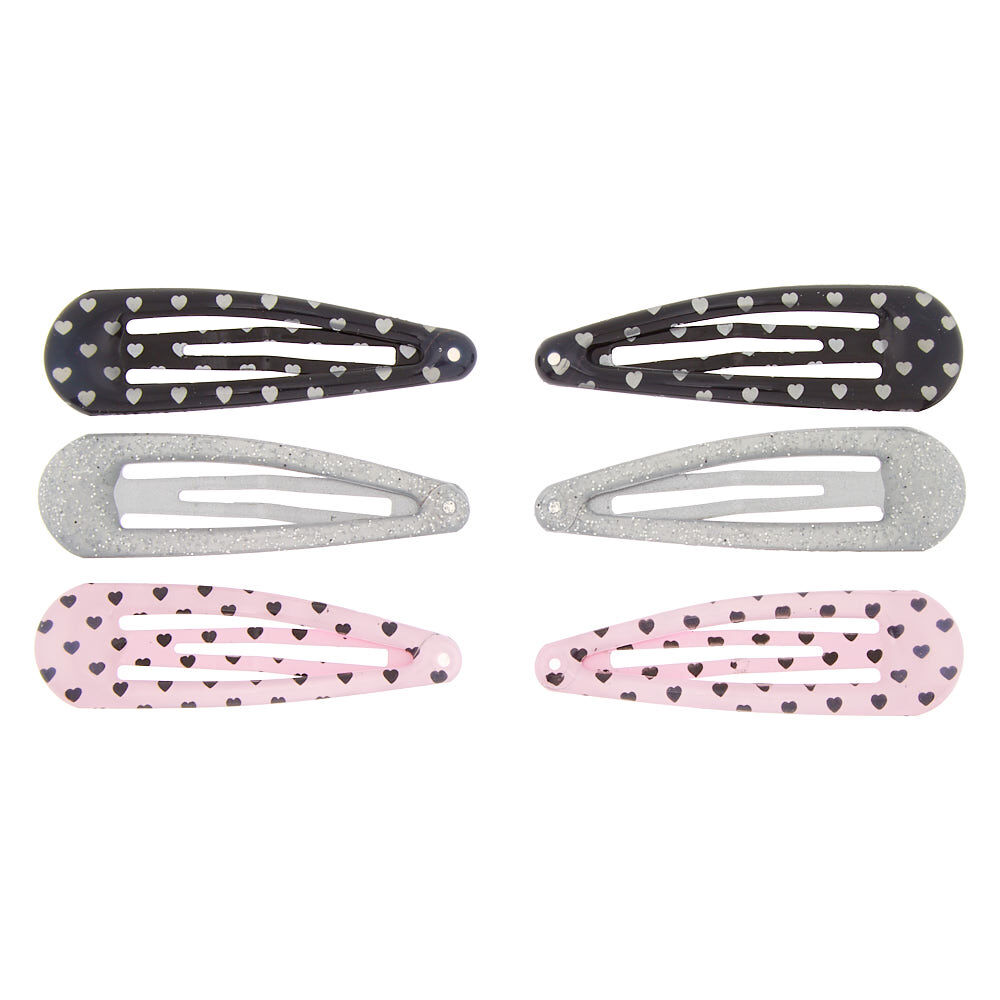 Claire's Club Heart Snap Hair Clips - 6 Pack,