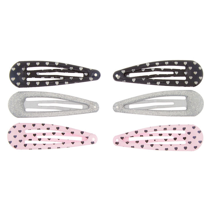 Claire&#39;s Club Heart Snap Hair Clips - 6 Pack,