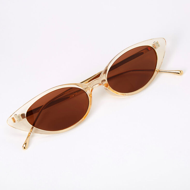 Womens Slim Cat Eye Gold Cuban Link Retro Sunglasses –