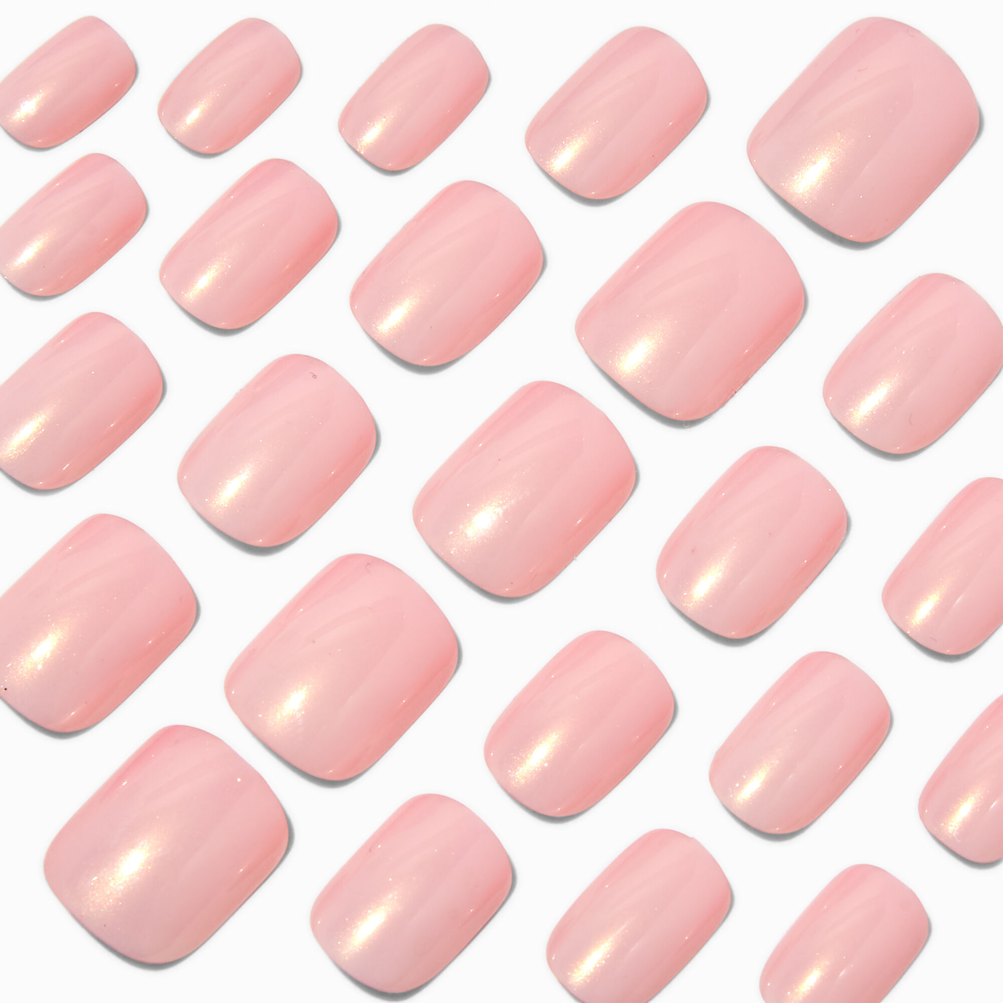 View Claires Glazed Short Square Vegan Faux Nail Set 24 Pack Pink information