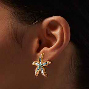 Crystal Starfish Stud Earrings,