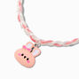 Bracelets r&eacute;glables lapin tress&eacute;s rose et blanc,