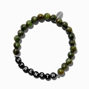 Green &#39;&#39;Strength&#39;&#39; Beaded Stretch Bracelet,