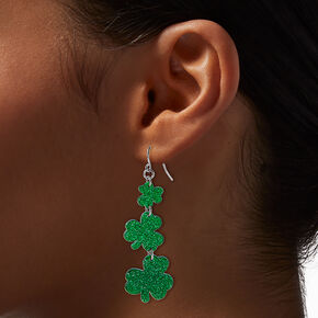 St. Patrick&#39;s Day Linear Shamrock Drop Earrings,
