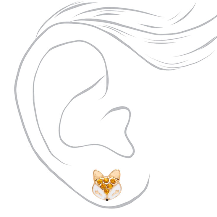 Gold Fox Stud Earrings,