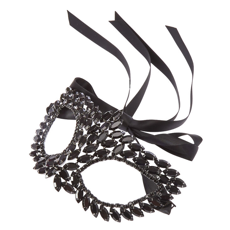 black gem encrusted masquerade mask claire s
