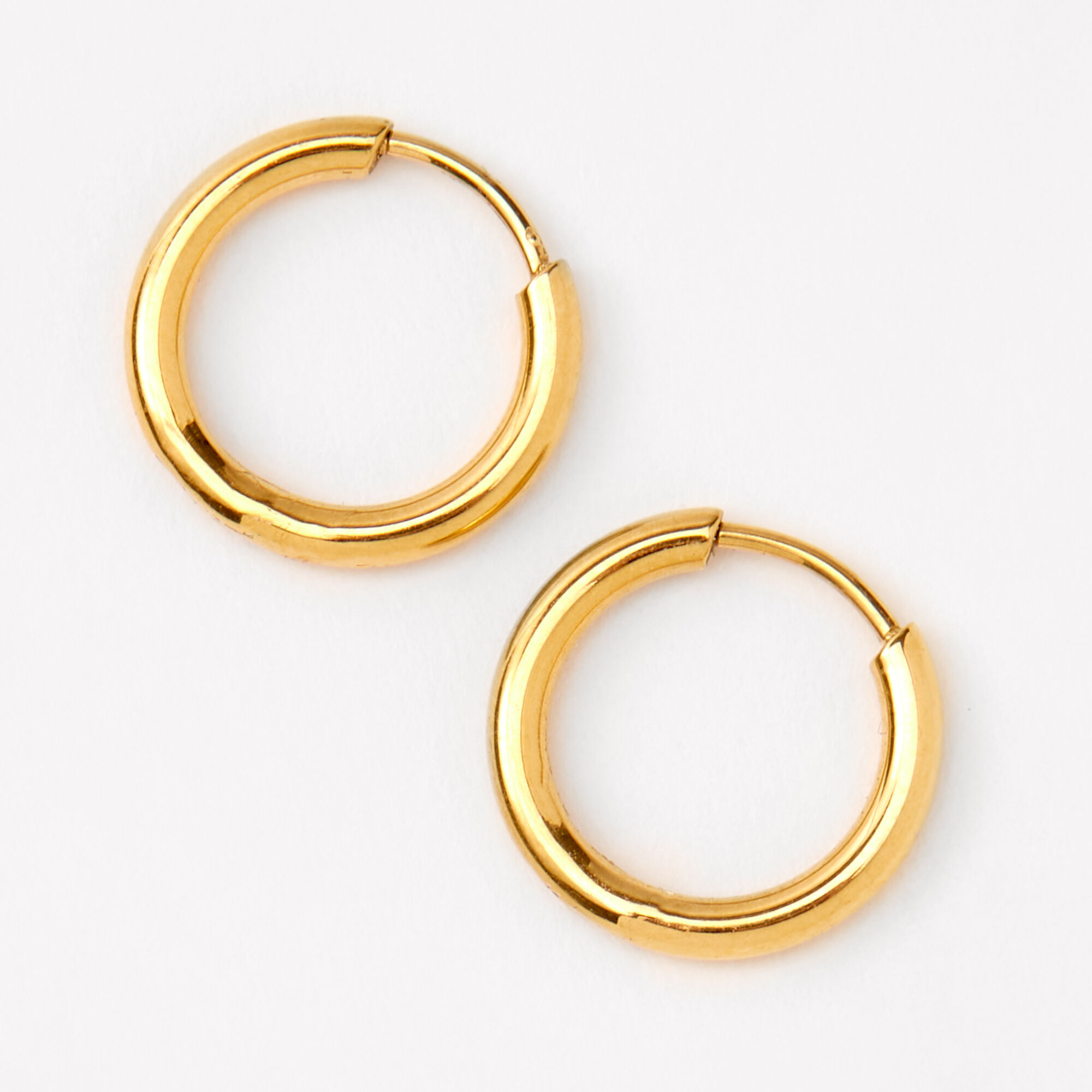 View C Luxe By Claires Titanium 10MM Tube Hoop Earrings Gold information