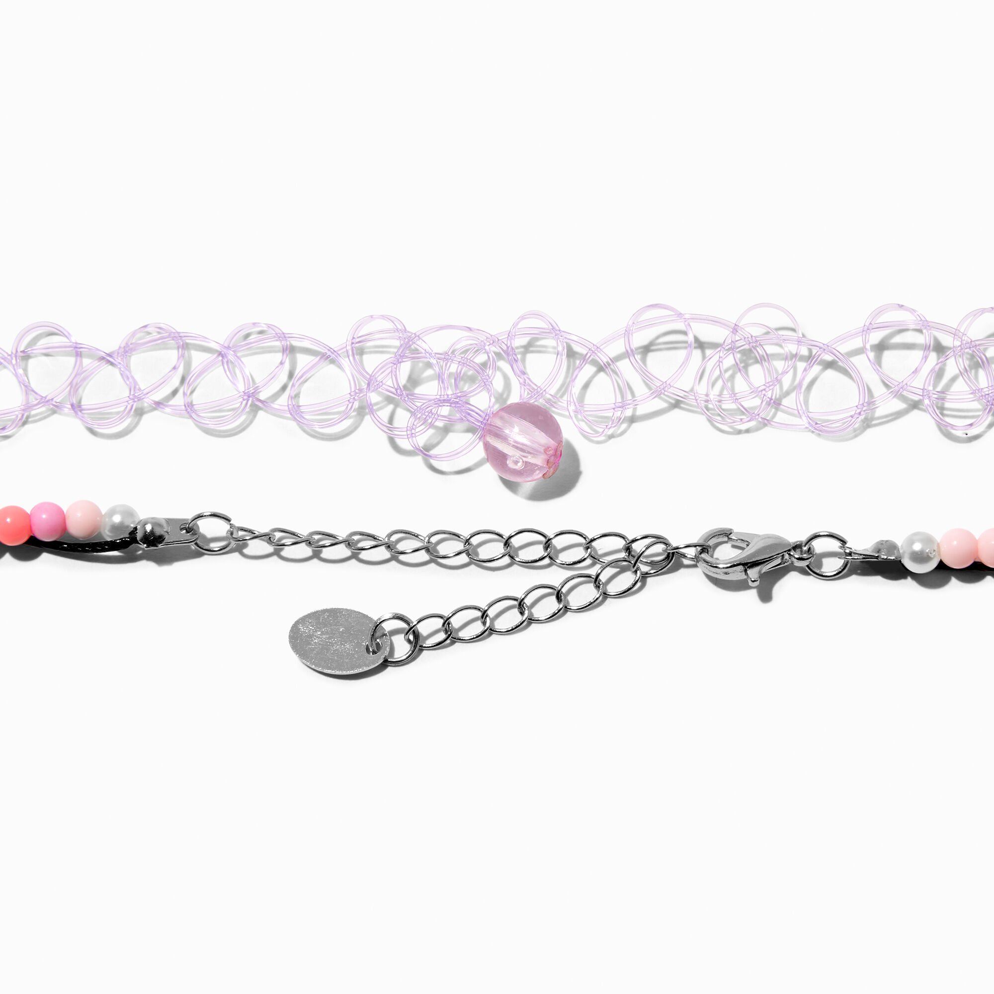 Purple Starfish & Pink Glow in the Dark Dolphin Choker Necklaces - 3 Pack,