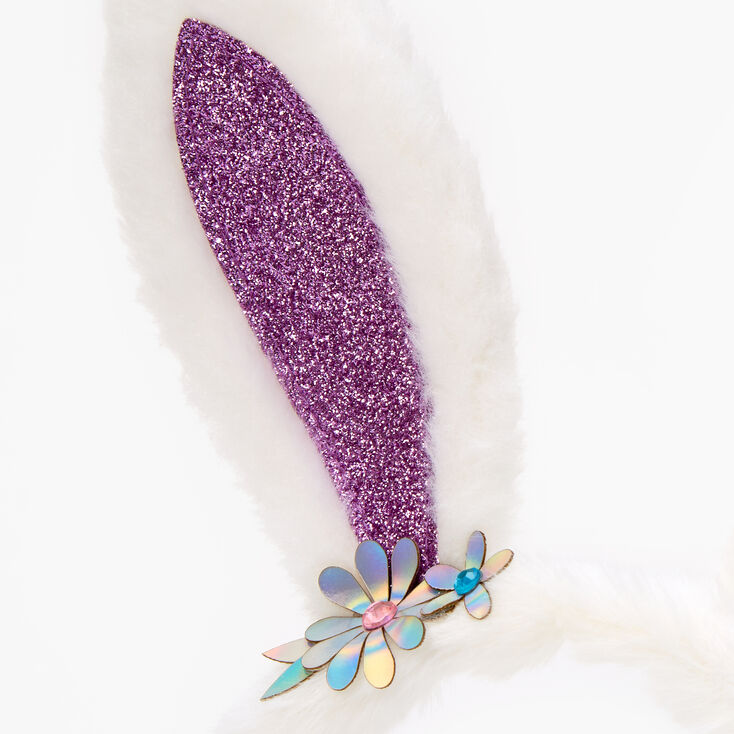 Claire&#39;s Club Glitter Bunny Ears Headband - Purple,