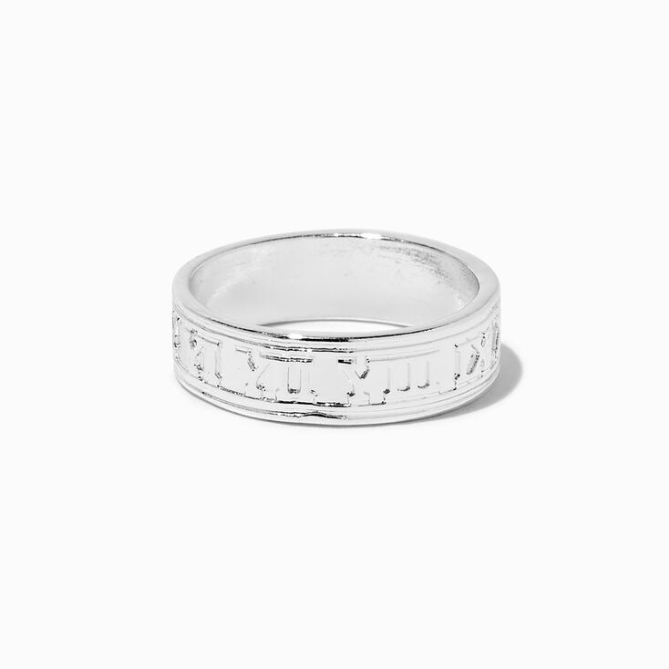 Silver-tone Roman Numeral Ring,