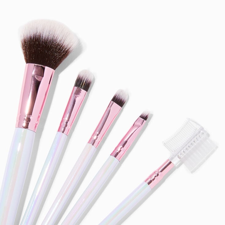 Holographic Pink Makeup Brush Set - 5 Pack,