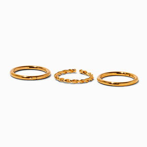 18G 18k Gold Plated Titanium Braided &amp; Smooth Nose Hoop Rings - 3 Pack,
