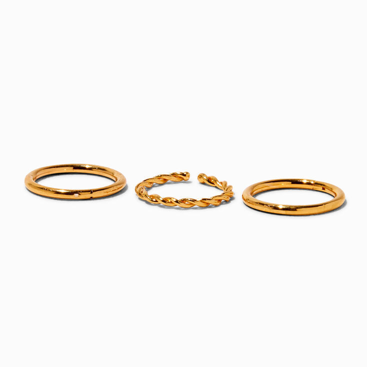 18k Gold Plated Titanium Braided & Smooth 18G Nose Hoop Rings - 3 Pack