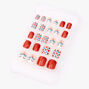 Faux ongles autocollants carr&eacute;s licorne de No&euml;l - Lot de 24,