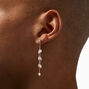 Silver Front &amp; Back Cubic Zirconia Confetti 2.5&quot; Linear Drop Earrings,