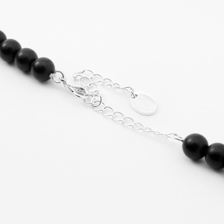 Black 8mm Beaded Necklace,