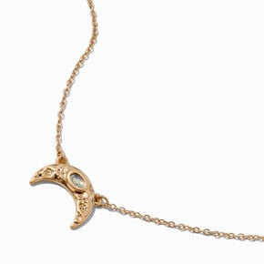 Gold-tone Sideways Crescent Moon Pendant Necklace,