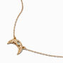 Gold-tone Sideways Crescent Moon Pendant Necklace,