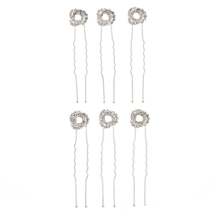 Silver-tone Rhinestone Knot Hair Pins - 6 Pack,