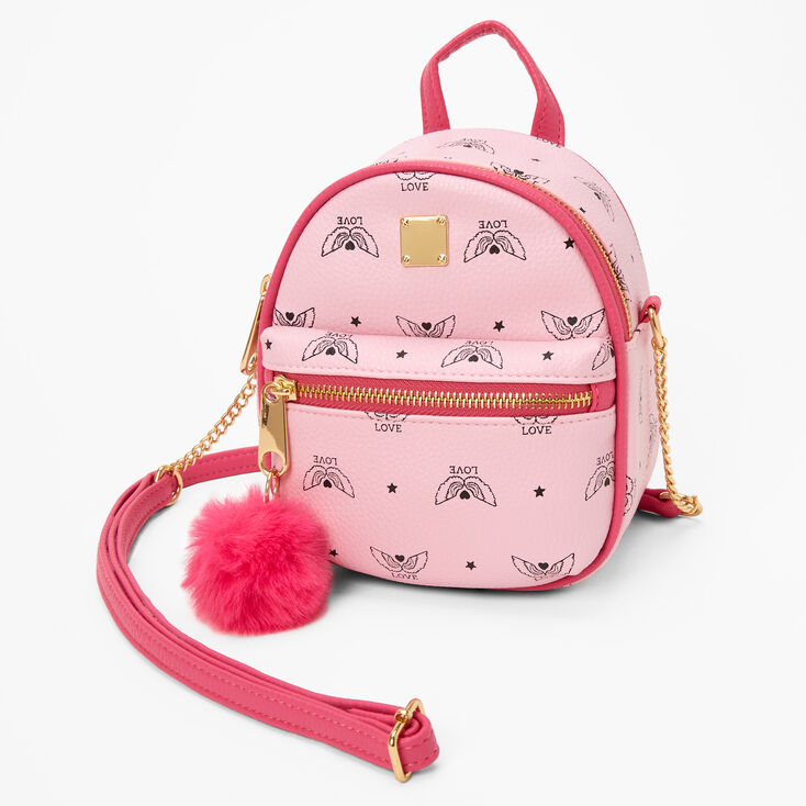 Wings of Love Mini Backpack Crossbody Bag - Pink,