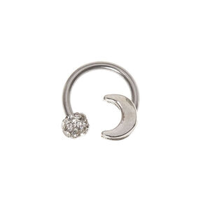 Silver 16G Fireball Moon Horseshoe Cartilage Earring,