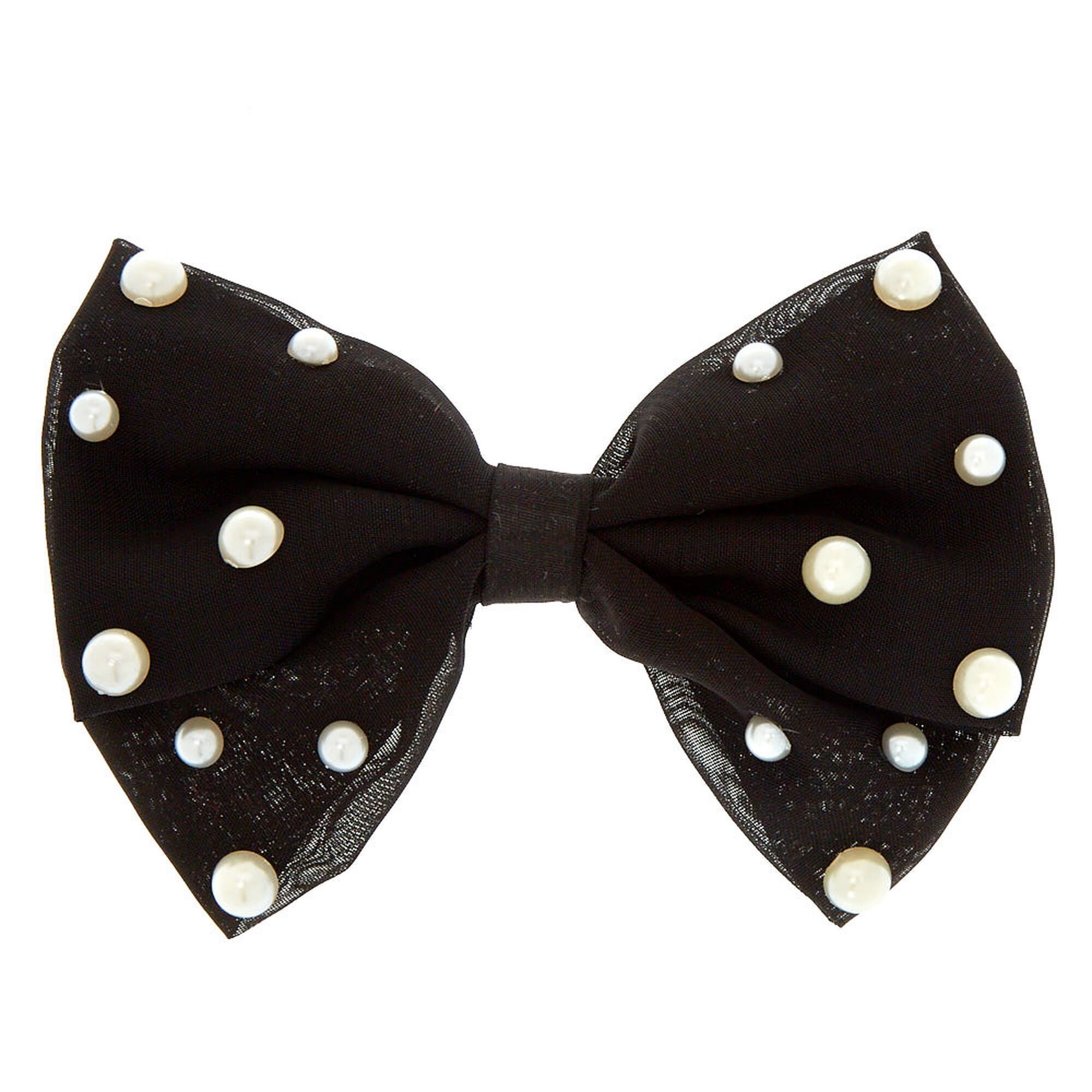 Black & Pearl Hair Bow Clip | Claire's US