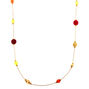 Gold Bead Long Necklace - Red,