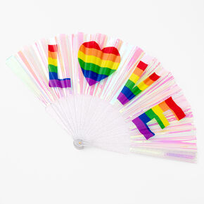 Rainbow LOVE Iridescent Folding Fan,
