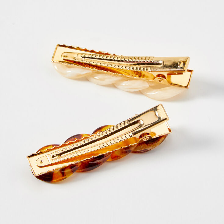 Tortoiseshell Chainlink Hair Clips - 2 Pack | Claire's US
