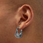 Silver-tone Textured Handbag Hoop Earrings,