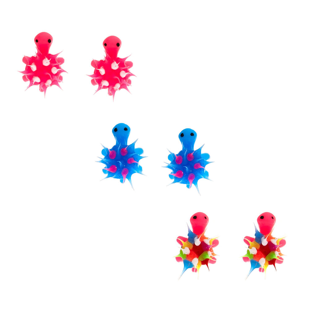 3 Pack Neon Spiked Turtle Stud Earrings