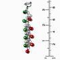 Silver 4&quot; Jingle Bells Linear Clip-On Drop Earrings,