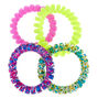 Neon Splatter Spiral Hair Ties - 4 Pack,