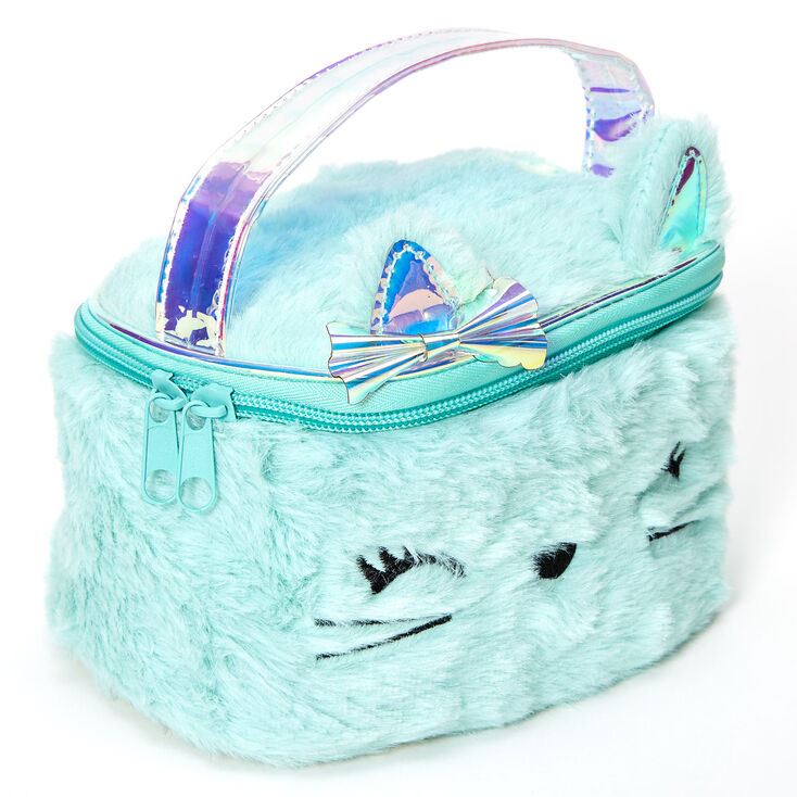 Claire&#39;s Club Plush Kitty Makeup Bag - Mint,