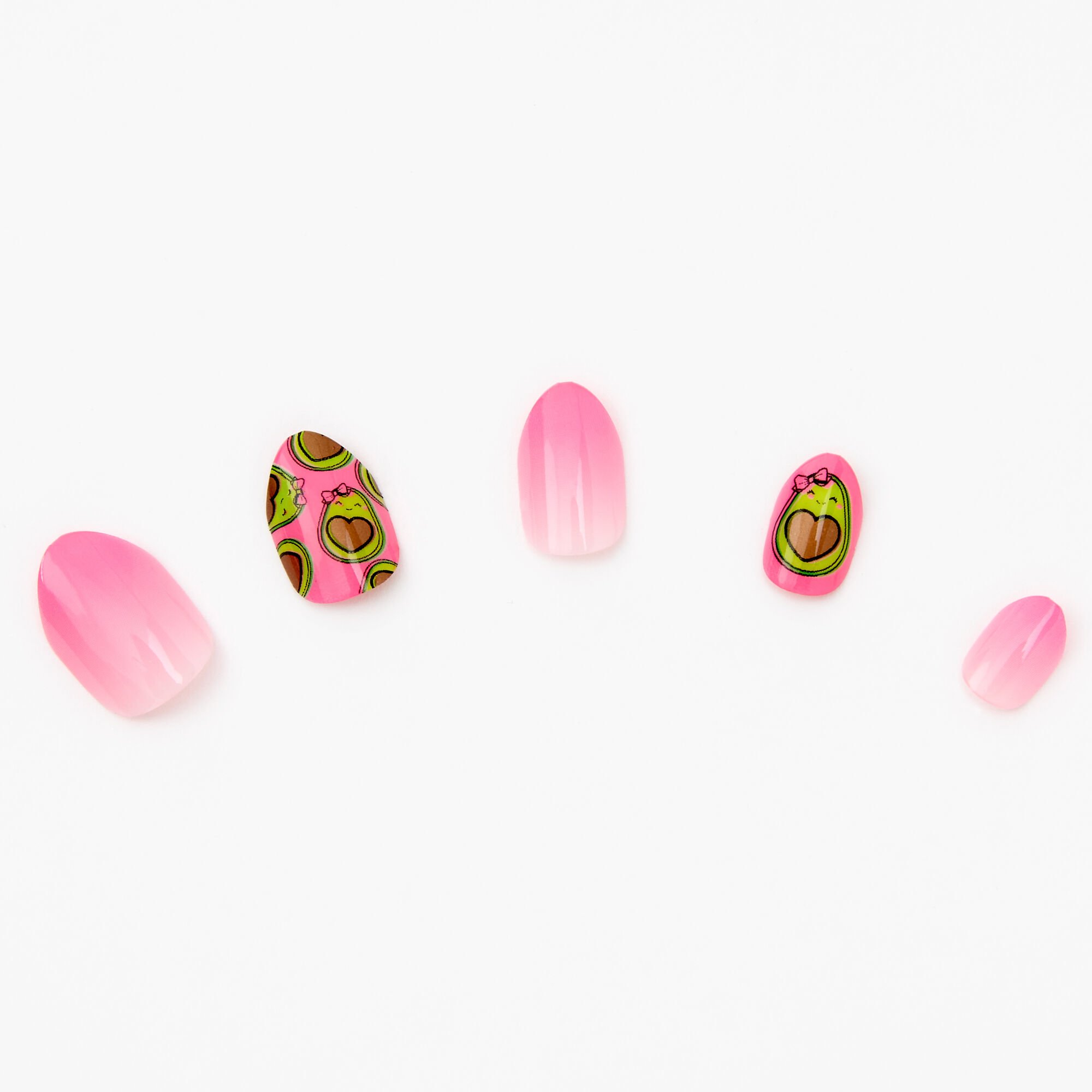 Pink Ombre Avocado Stiletto Press On Faux Nail Set 24 Pack