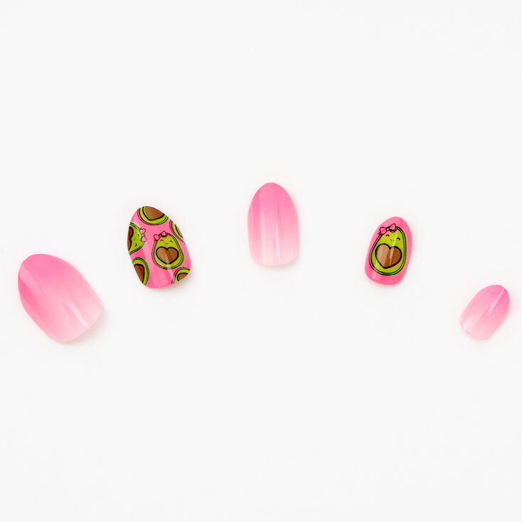 Pink Ombre Avocado Stiletto Press On Faux Nail Set - 24 Pack,