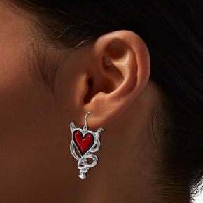 Red Heart Devil Halloween Drop Earrings,